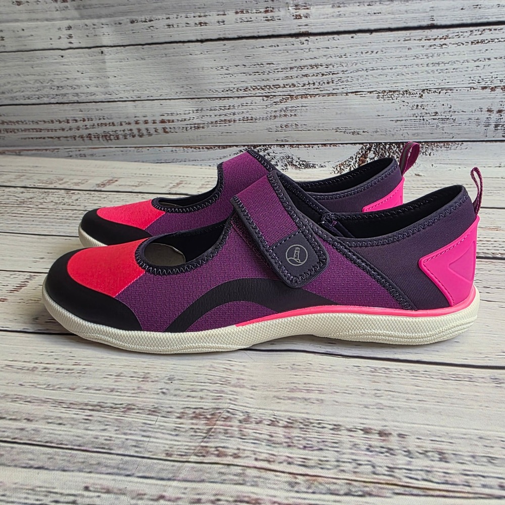 New Lands End Womens Purple Pink Mary Jane Water Shoes 528256 Size 8.5 D Wide